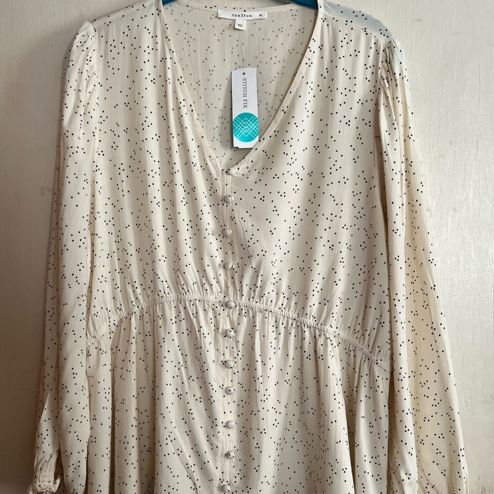 fun2fun faux button front peplum blouse